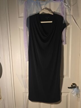 Banana Republic Black Draped Cowl Midi Dress